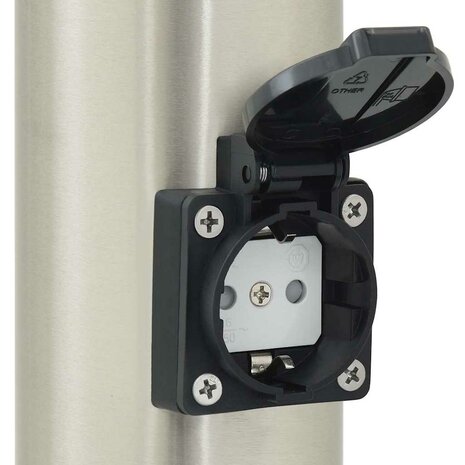 Bolderarmatuur met stopcontact 80 cm RVS IP44 9