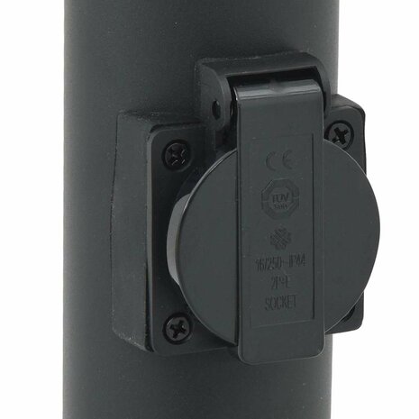 Bolderarmatuur met stopcontact 120 cm Zwart IP44 8