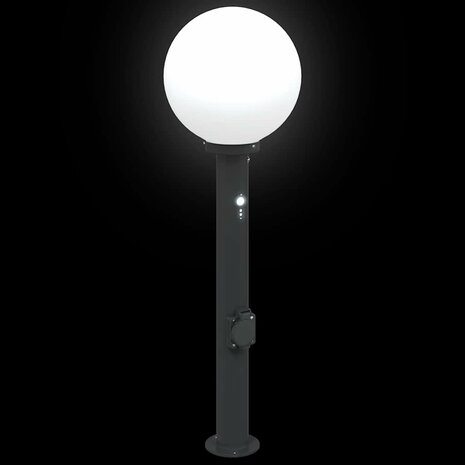 Bolderarmatuur met sensor en stopcontact 80 cm zwart IP44 6
