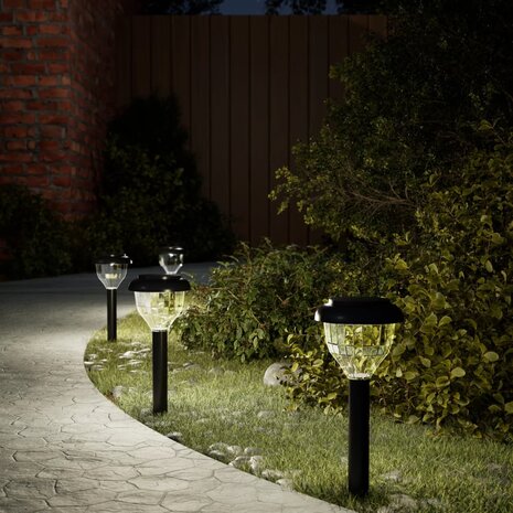 Tuinpadverlichting 4 st solar met grondpennen RGB en warmwit 1