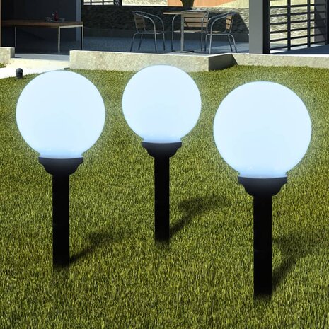 Tuinpadlampen 3 st met grondpin LED 20 cm 1