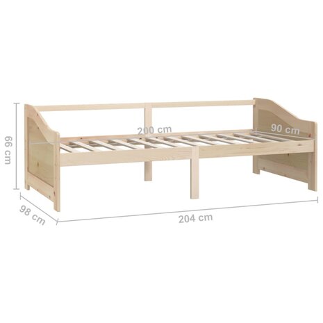 Bedbank 3-zits massief grenenhout 90x200 cm 8