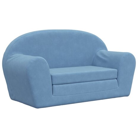 Kinderslaapbank 2-zits zacht pluche blauw 2