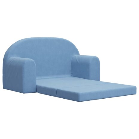 Kinderslaapbank 2-zits zacht pluche blauw 4