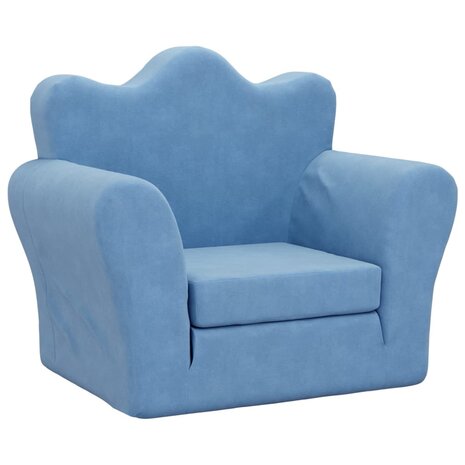 Kinderslaapbank zacht pluche blauw 2