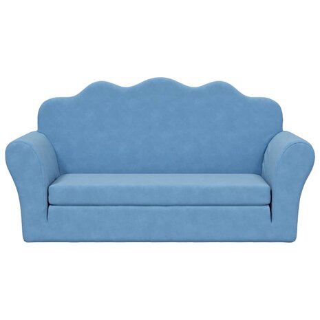 Kinderslaapbank 2-zits zacht pluche blauw 3
