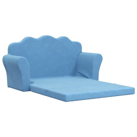 Kinderslaapbank 2-zits zacht pluche blauw 4