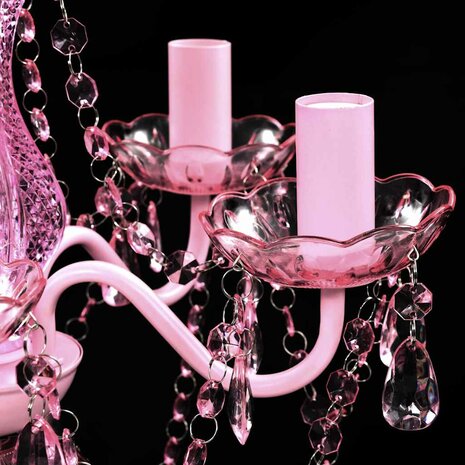 Kristallen licht met 5 gloeilampen rosa 7