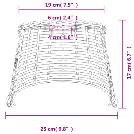 Plafondlampenkap &Oslash;25x17 cm wicker bruin 5