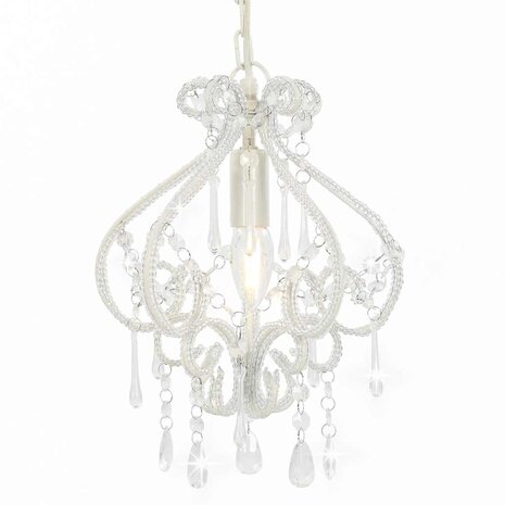 Plafondlamp met kralen rond E14 wit 1