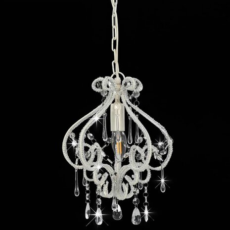 Plafondlamp met kralen rond E14 wit 3