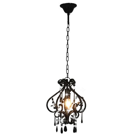 Plafondlamp met kralen rond E14 zwart 3
