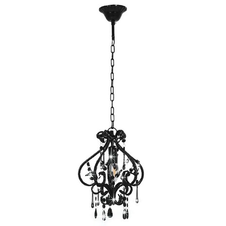 Plafondlamp met kralen rond E14 zwart 4