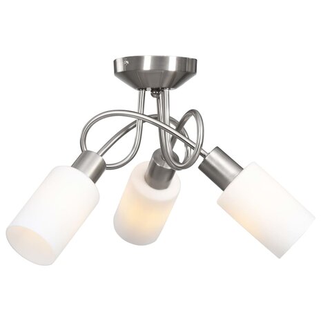 Plafondlamp met keramieke cilindervormige kappen 3xE14 wit 3