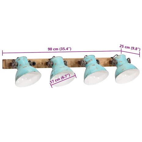 Wandlamp 25 W E27 90x25 cm verweerd blauw 7