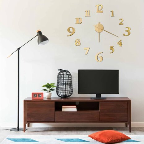 3D-wandklok modern XXL 100 cm goudkleurig 1