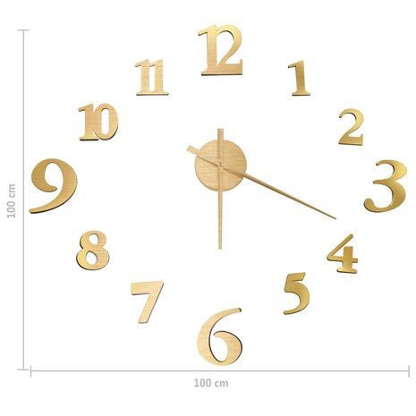 3D-wandklok modern XXL 100 cm goudkleurig 5