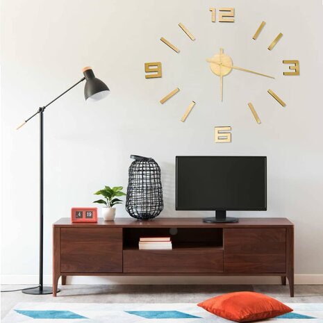 3D-wandklok modern XXL 100 cm goudkleurig 1