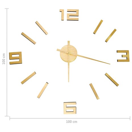 3D-wandklok modern XXL 100 cm goudkleurig 5