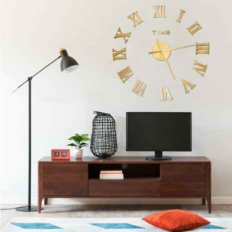 3D-wandklok modern XXL 100 cm goudkleurig 1