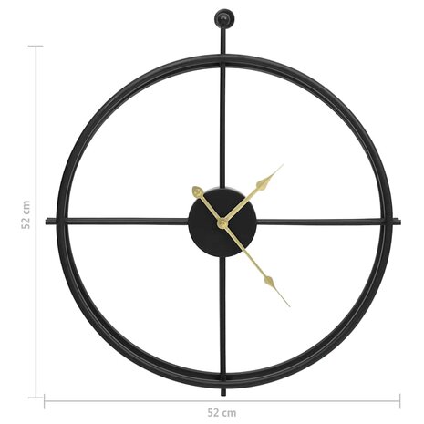 Wandklok 52 cm ijzer zwart 5