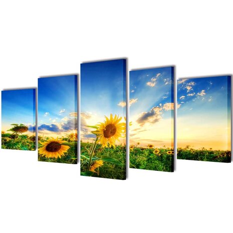 Canvas muurdruk print zonnebloem 200 x 100 cm 1