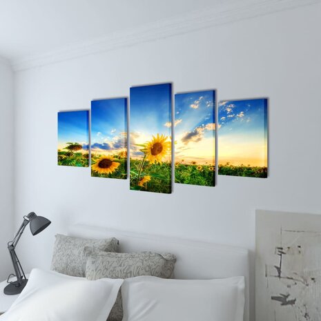Canvas muurdruk print zonnebloem 200 x 100 cm 2