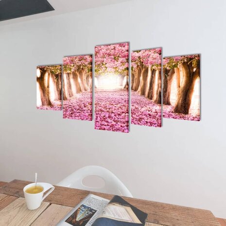 Canvas muurdruk print set kersenbloesem 100 x 50 cm 2