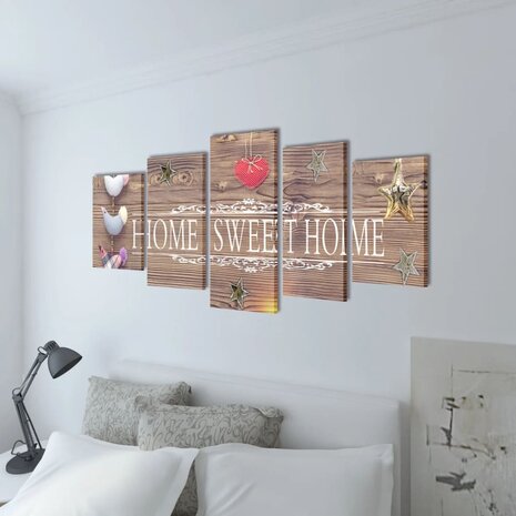 Canvas muurdruk print set home sweet home 100 x 50 cm 2