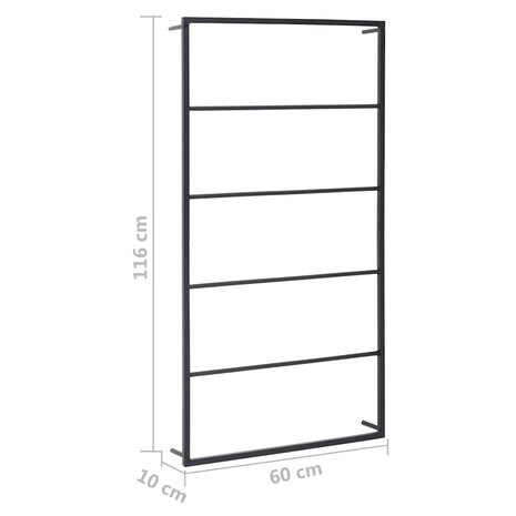 Handdoekenrek 60x10x116 cm staal zwart 6