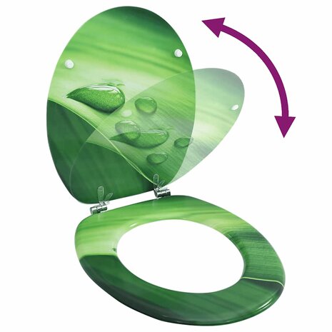 Toiletbril met deksel waterdruppel MDF groen 2