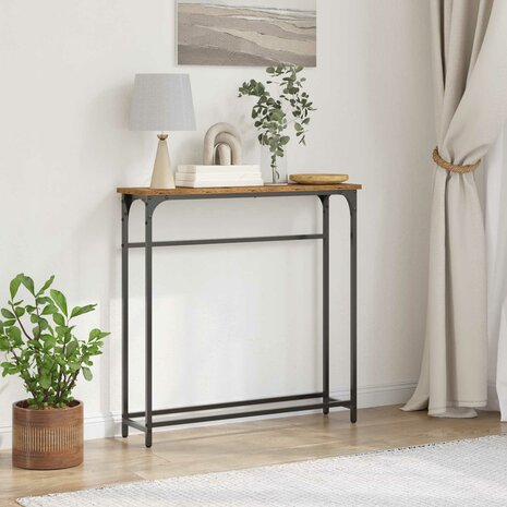Wandtafel met plank Oudhout 75 x 19,5 x 75 cm Bewerkt hout 1
