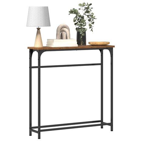 Wandtafel met plank Oudhout 75 x 19,5 x 75 cm Bewerkt hout 3