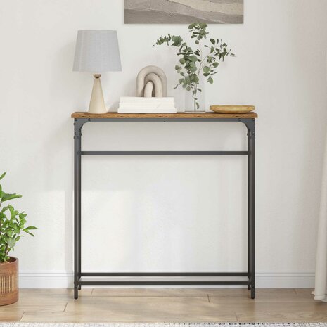 Wandtafel met plank Oudhout 75 x 19,5 x 75 cm Bewerkt hout 4