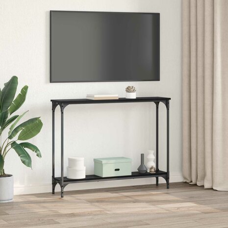 Wandtafel met plank Zwart Eiken 100 x 22,5 x 75 cm Bewerkt hout 4