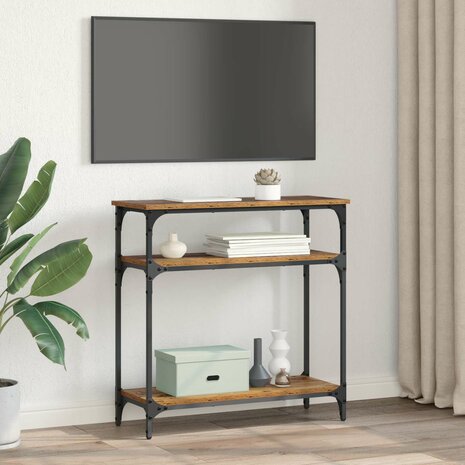 Wandtafel met plank Oud Hout 75 x 29 x 75 cm Bewerkt hout 4