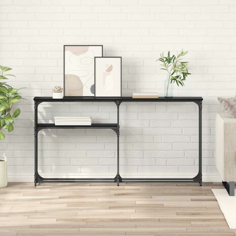 Wandtafel Zwart Eiken 146 x 22,5 x 75 cm Bewerkt hout 1