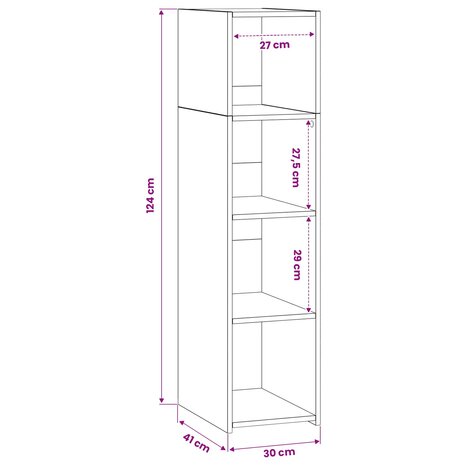 Hoge kast Artisanaal eiken 30 x 41 x 124 cm Bewerkt hout 7