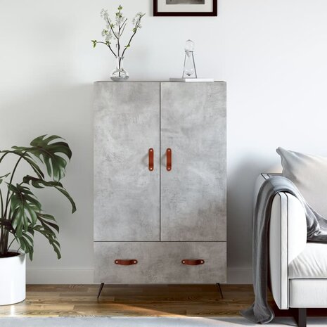 Hoge kast 69,5x31x115 cm bewerkt hout betongrijs 1
