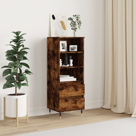 Hoge kast 40x36x110 cm bewerkt hout gerookt eiken 1