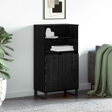 Highboard Zwart 60 x 36 x 110 cm Bewerkt hout 1