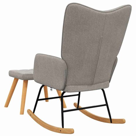 Schommelstoel met voetenbank stof taupe 6