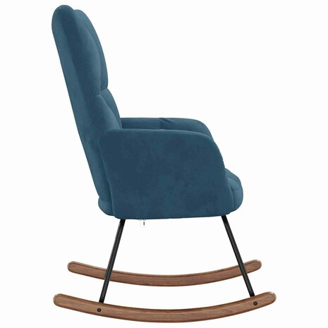 Schommelstoel fluweel blauw 4