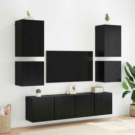 TV Wandkast Zwart Eiken 40,5x30x40cm Bewerkt hout 4