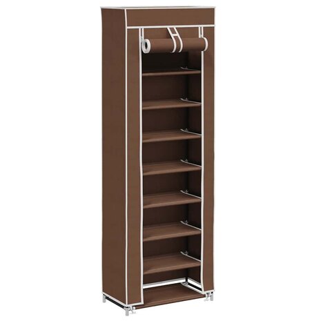Stoffen schoenenrek met hoes 162 x 57 x 29 cm bruin 3