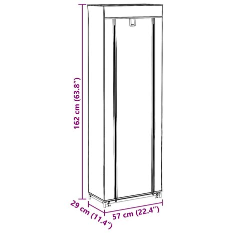 Stoffen schoenenrek met hoes 162 x 57 x 29 cm bruin 9