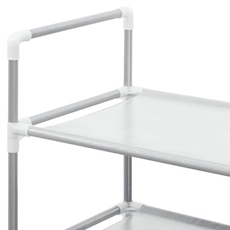 Schoenenrek met 8 schappen metaal en nonwoven stof zilverkleur 6