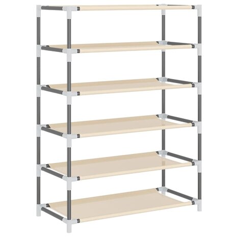 Schoenenkast 60x28x90 cm stof cr&egrave;mekleurig 6