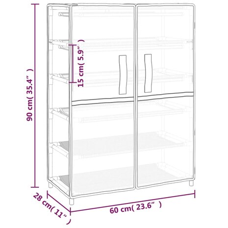 Schoenenkast 60x28x90 cm stof cr&egrave;mekleurig 8