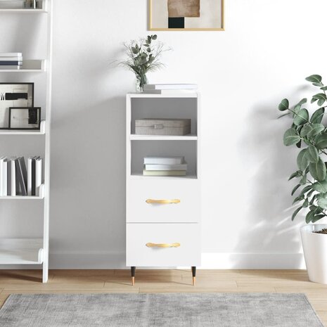 Dressoir 34,5x34x90 cm bewerkt hout hoogglans wit 1